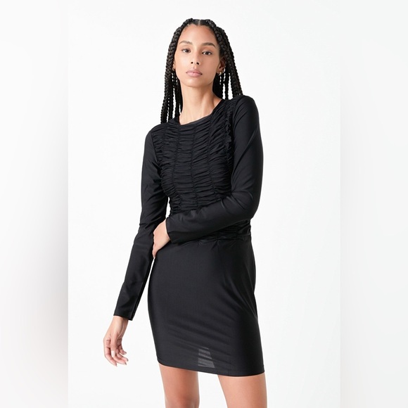 Grey Lab Black Gathered Mini Dress Size Small NWT Cocktail Party - Picture 1 of 8